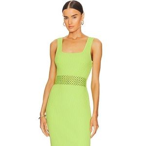 SIMKHAI
Loren Compact Crochet Rings Midi Dress lime green